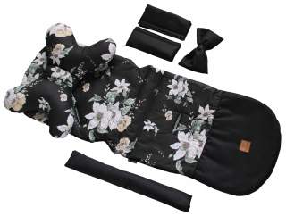 Vložka do kočíka Kimberly XL čierna kvetinka 90 cm + 4 ďalšie produkty